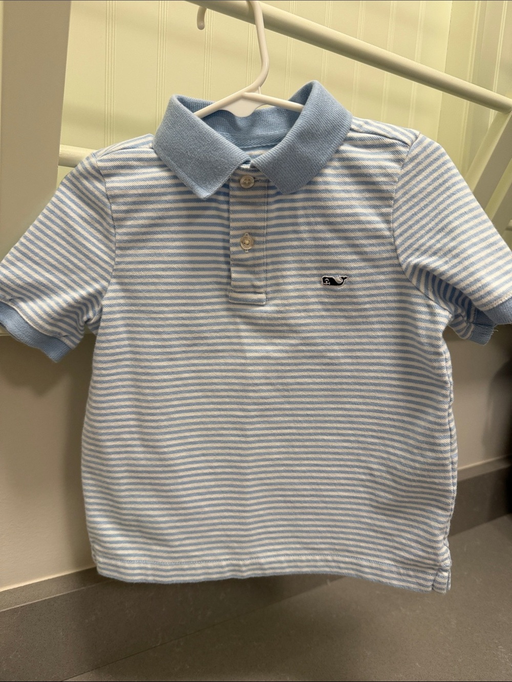 Vineyard Vines Light Blue and White Striped Polo